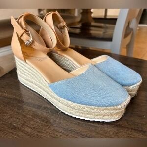 Nine West Women's Espadrille Wedge Sandals - Blue and Tan